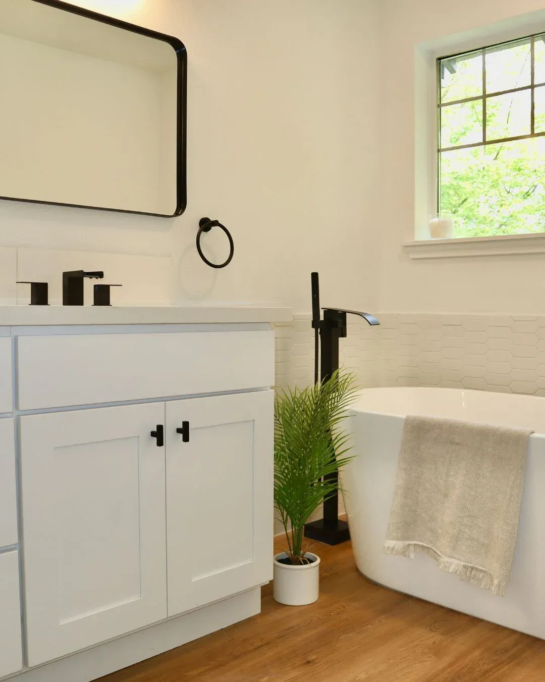 Backyard upgrade with an elegant dining area and overhead lighting