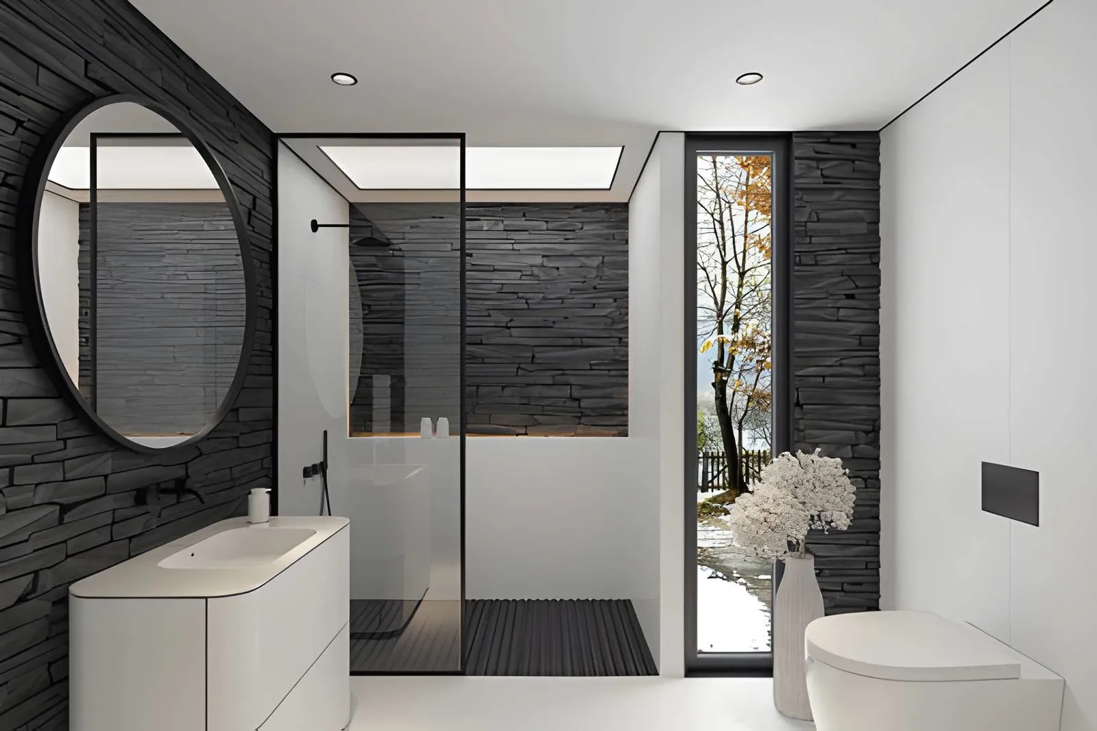Modern tile shower remodeling featuring sleek finishes and design