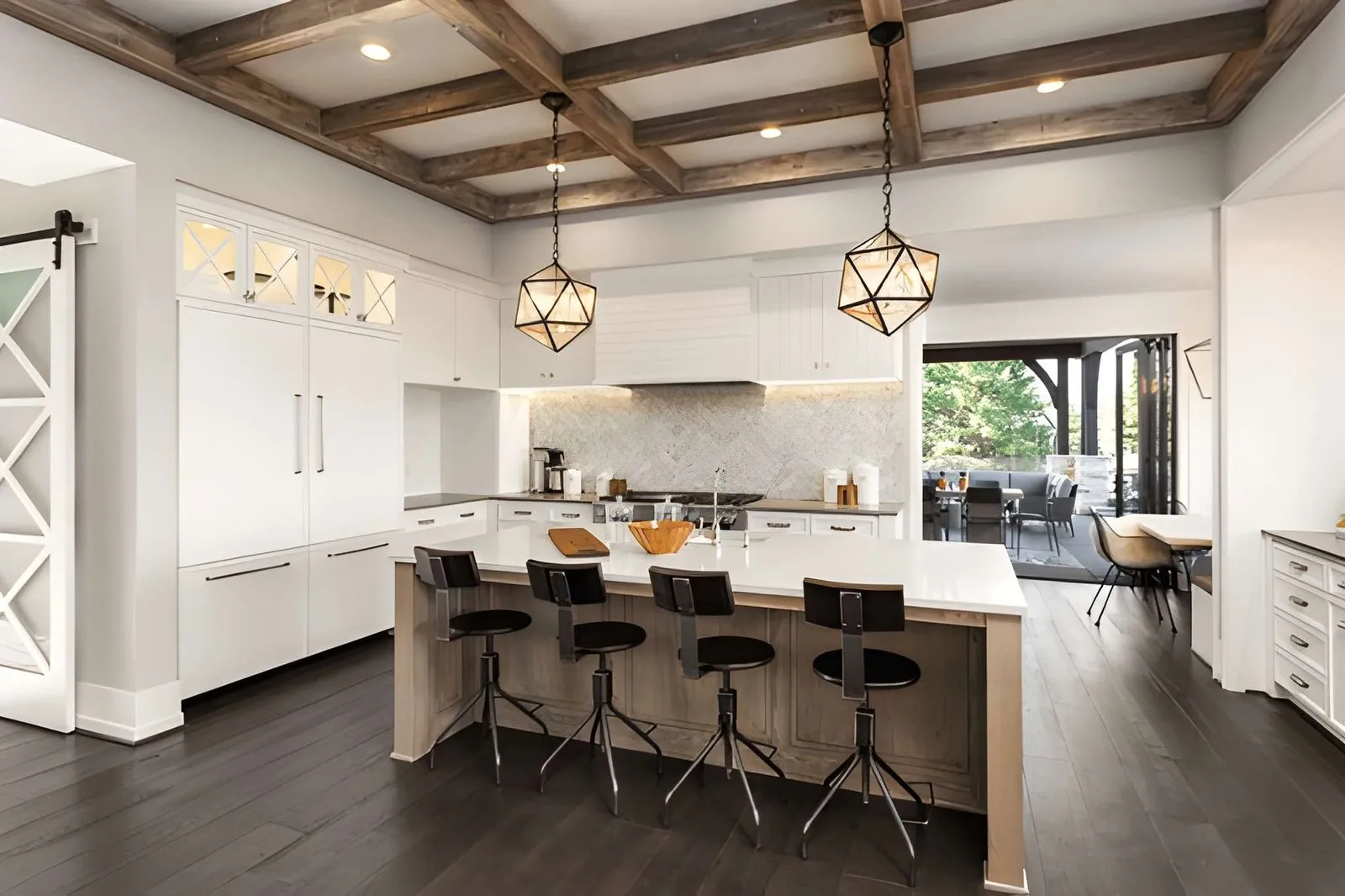 Bathroom and Kitchen Remodeling in Enterprise featuring a modern kitchen with custom cabinets and quartz countertops